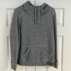 Life is Good‎ Mock Neck Draw String Hoodie Sweatshirt Heather Gray